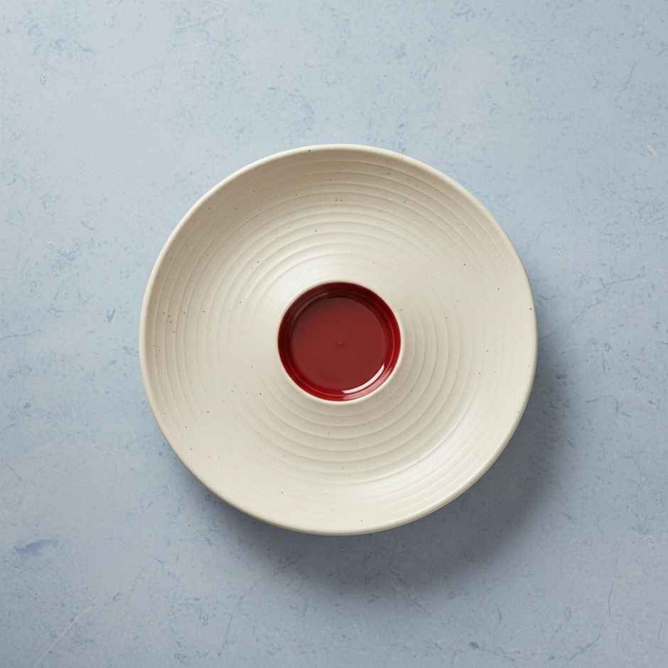 BlackCarrot Chip & Dip Platter | Red & White | Animal Bone Ash Free Ceramic Stoneware
