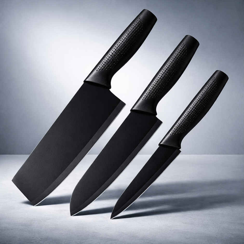 Daluci Kitchen Knife Set Stainless Steel Professional Knives with Non Slip Handle Black