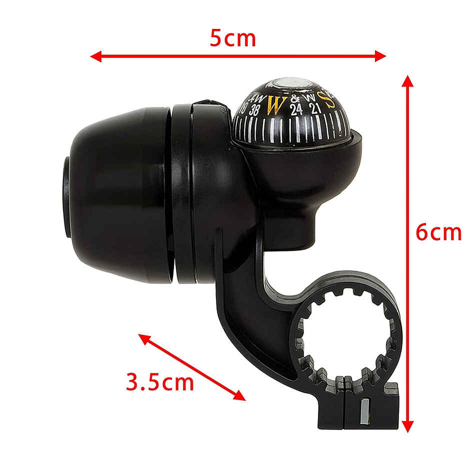 Zike Bicycle Navigation Compass And Handlebar Bell (Black)