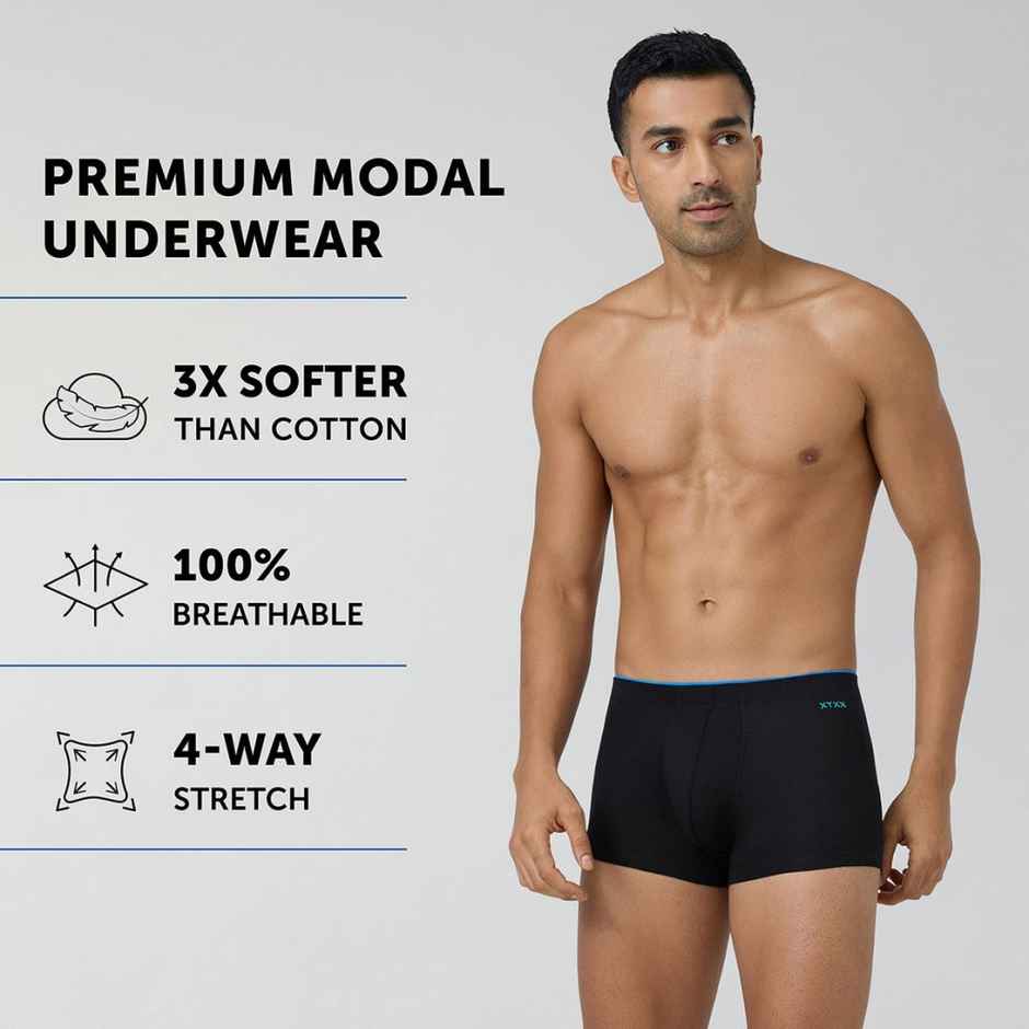 XYXX Men's Uno Modal Solid Trunks Pack of 1, Black| XL