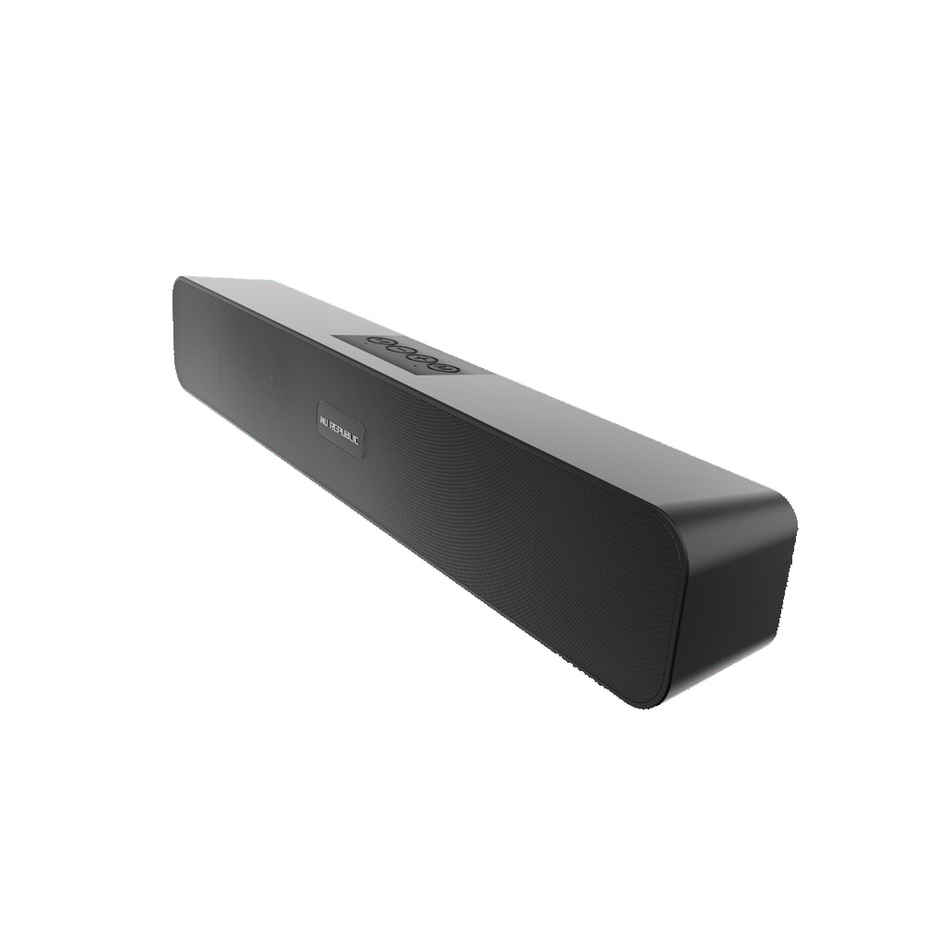 Nu Republic Soundbar 20 Bluetooth Soundbar with X-Bass Technology, 52mm Dynamic Drivers, Upto 12 Hrs Playtime, 20 W Output, Aux/USB Port, 5.0 Channel - Black