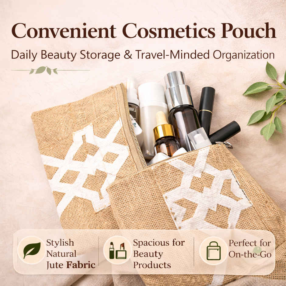 JEDAN Jute Zipper Pouch Bag - Cosmetic Makeup Pouch (JDJZP2001)