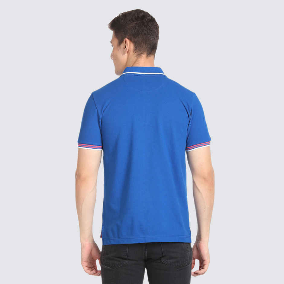 U.S. Polo Assn. Men's Striped Collar Pique Polo Shirt | Blue - S