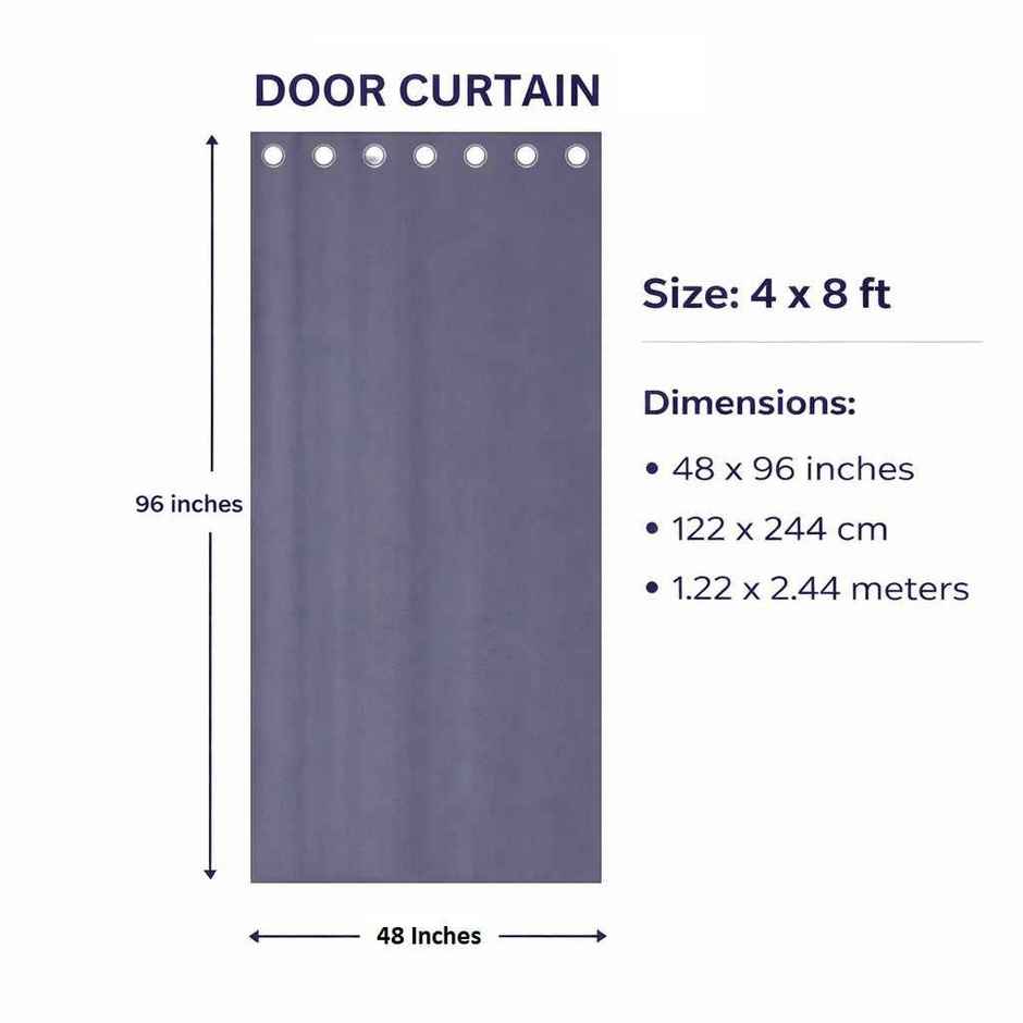 BAY6 Microfiber Cotton Door Curtains | Set of 2 | 8x4 ft | Grey