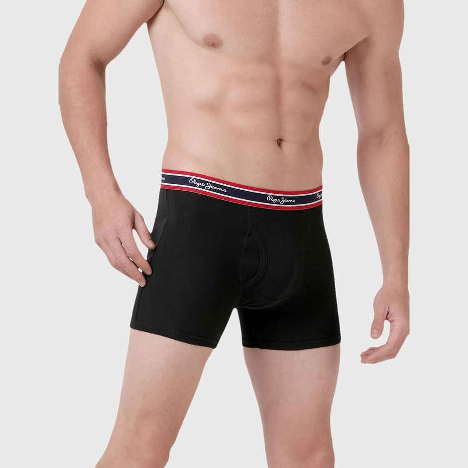 Pepe Jeans Mens Black 100% Cotton Solid Trunk - Pack of 2 (L) Comfort Fit, Soft Fabric