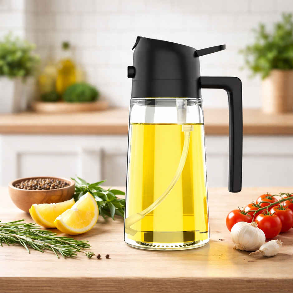 Zedak 2-in-1 Glass Oil Dispenser & Sprayer | Black | 500 ml - 1 pc