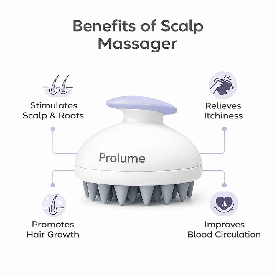 Sanfe Prolume Hair Scalp Massager Brush for Shampoo & Oil | Silicone Head Massager