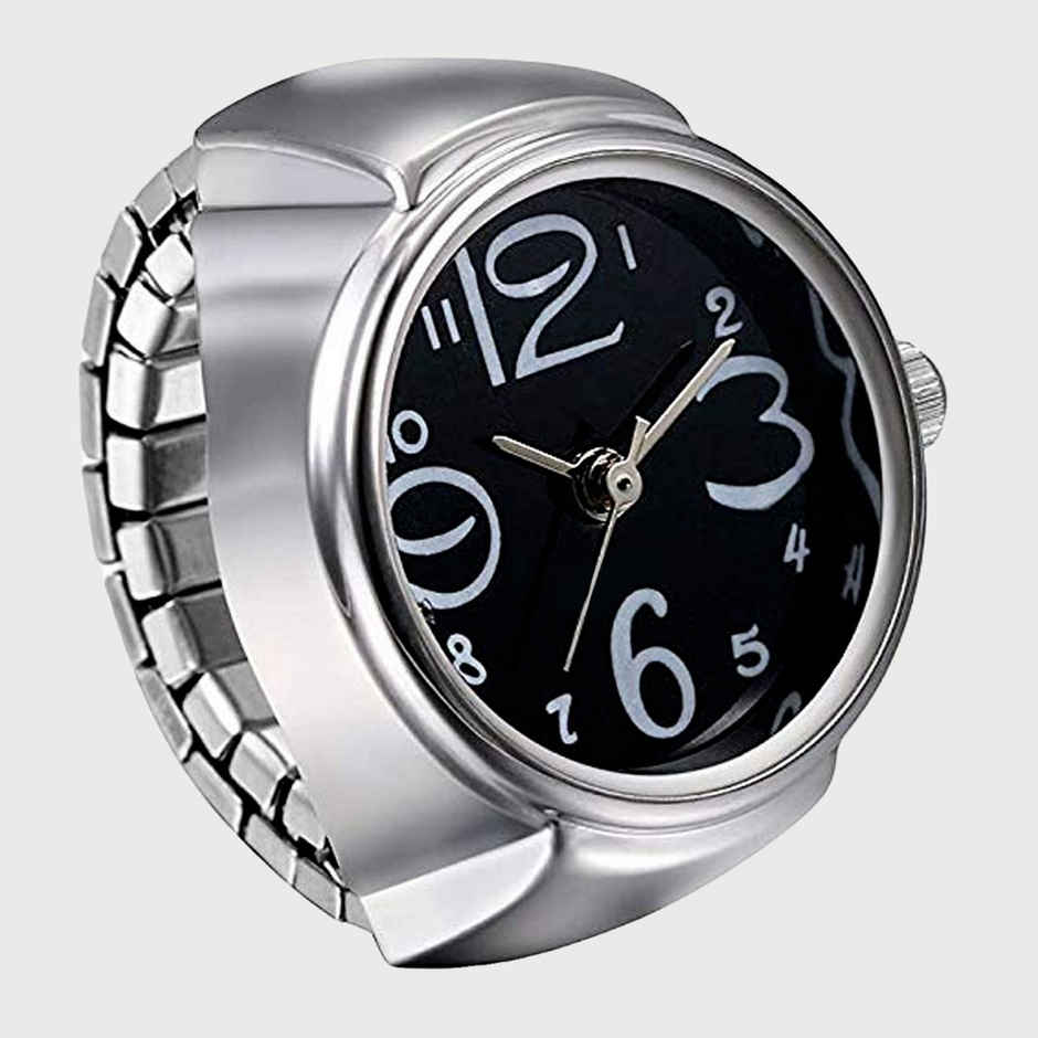 Fashion Frill Women's Watch Rings Black Adustable