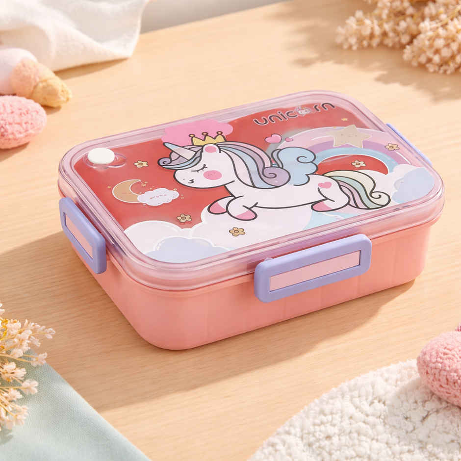 DesignLand Unicorn Kids Lunch Box with Sauce Cup and Spoon Leakproof Meal Box