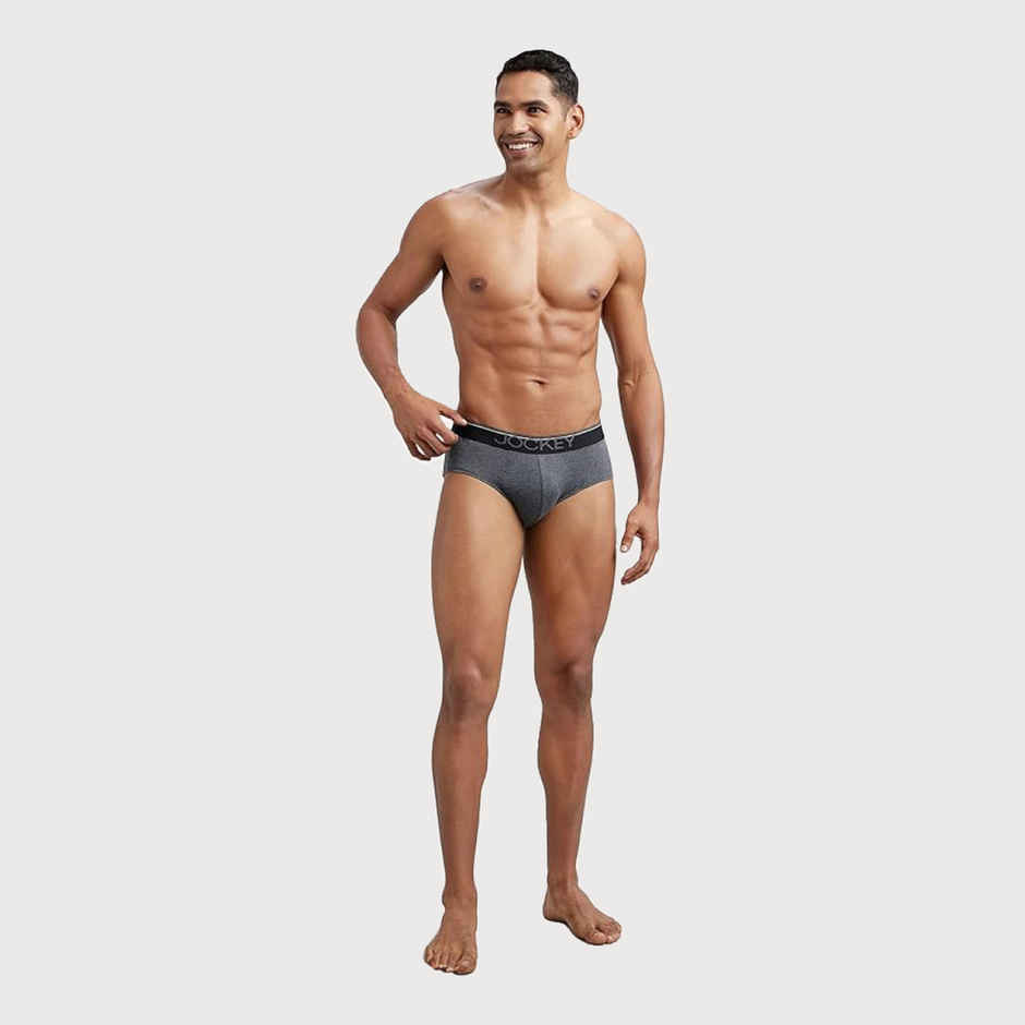 Jockey 8037 Men's Super Combed Cotton Underwear Solid Brief|Ultrasoft Waistband | Grey-L
