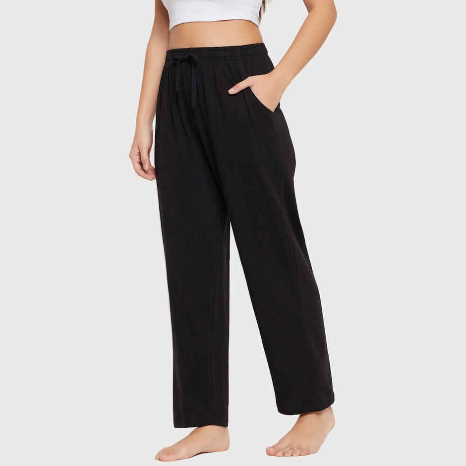 Clovia Cotton Rich Pyjama In Black-L