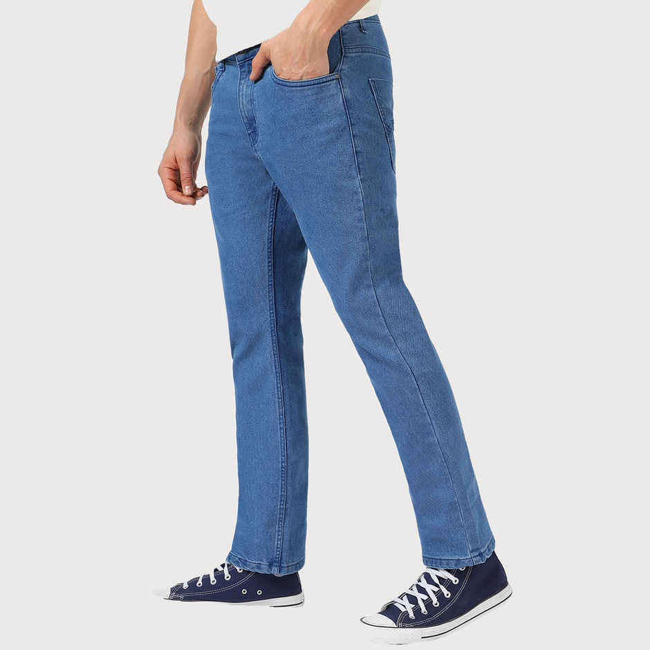 Urbano Fashion Men's Light Blue Washed Bootcut Jeans Stretchable-32