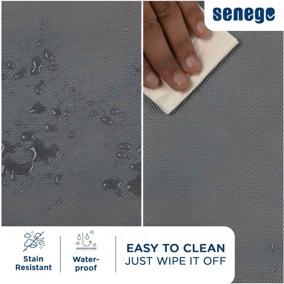 Senego Anti Slip Mat | 1.5m | Shelf Liner Mat for Kitchen/Cupboard/Drawers | 45 cm x 1.5 m | Grey | EVA, BPA Free
