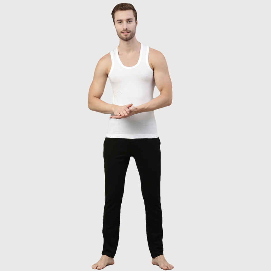 Dixcy Scott Men's Solid 100% Combed Cotton Itch - Free U-neck Sleeveless Vest | White - L