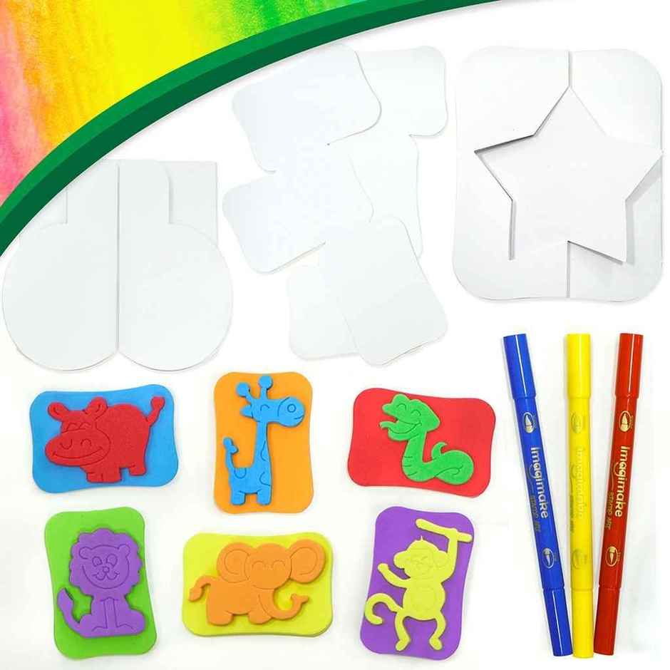 Imagimake DIY Jungle Stamp Art Kit | Creative Art Toy | Jungle Theme Craft Set for Kids