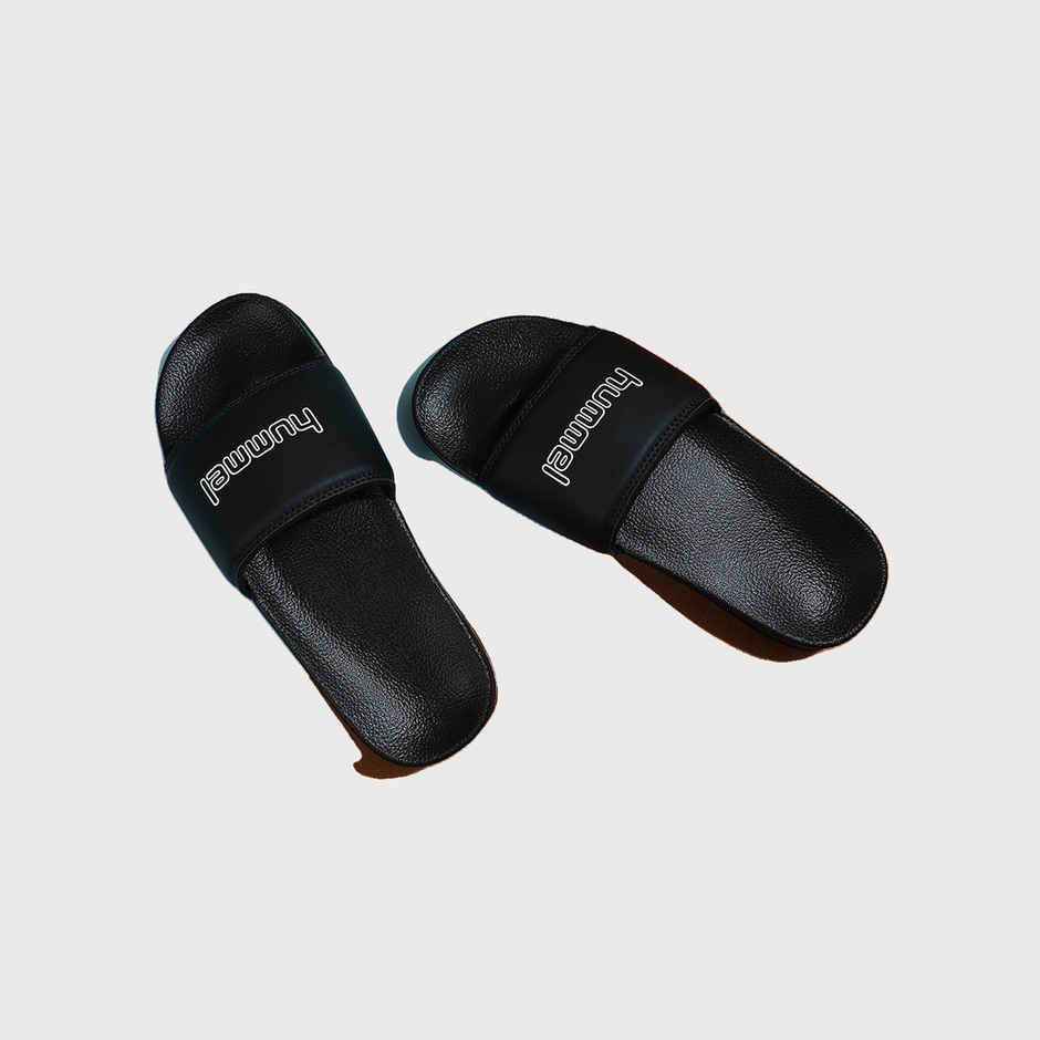 hummel Classic lightweight slides for Men with Cushioned Sole and Arch Support | Black | 7