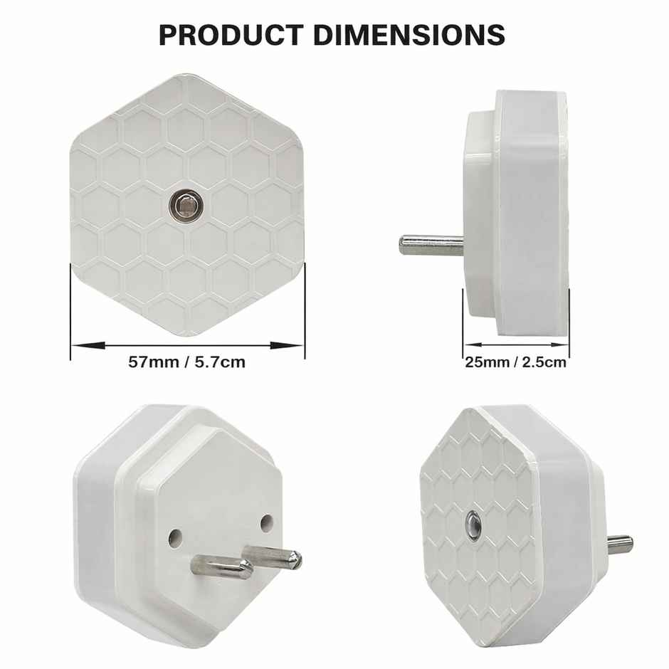 Festivora Hexagon Shaped Automatic On/Off Sensor Smart LED Night Bulb |Warm White Color