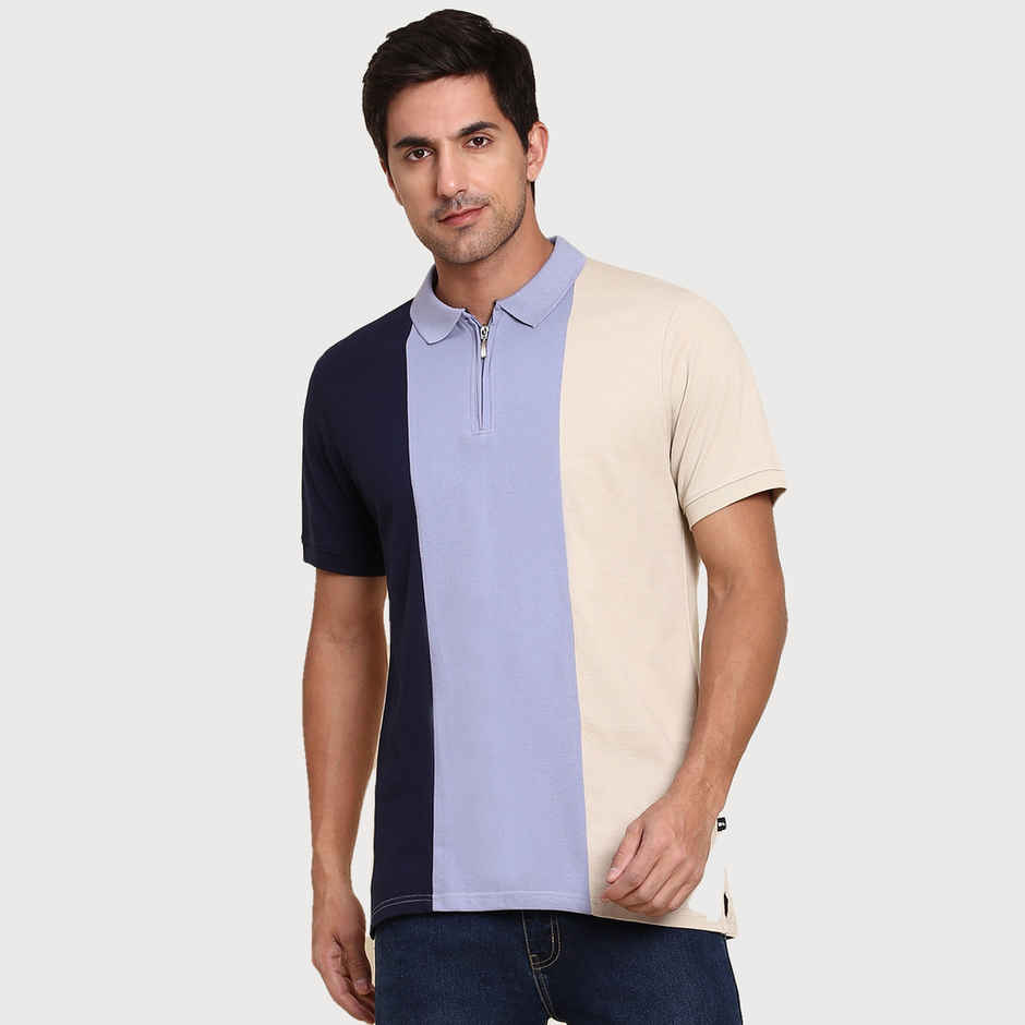 Dennis Lingo Men's Color Block Half Sleeve Polo T-shirt | Navy | S