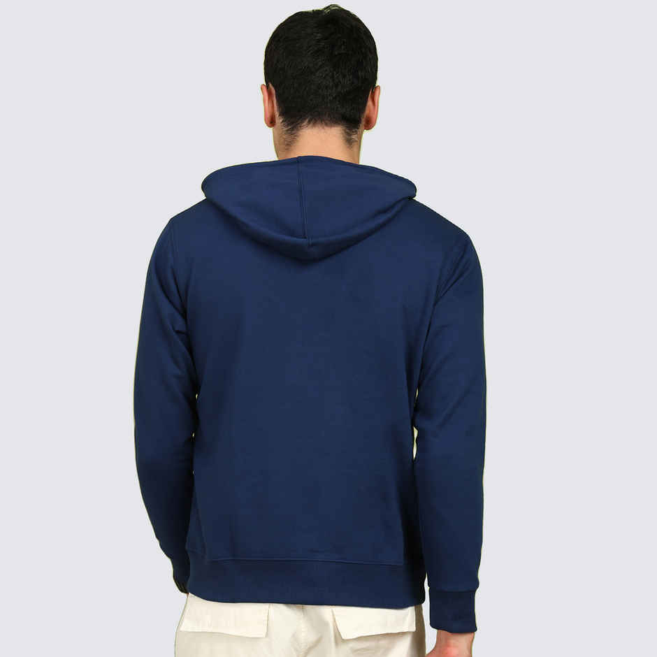 Alan Jones Clothing Men's Solid Hooded Sweatshirt | Regular Fit | Cobalt Blue - XL