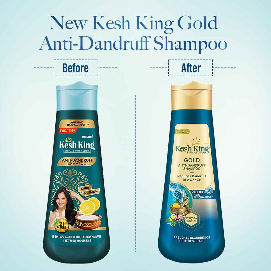 Kesh King Gold Anti-Dandruff Shampoo with 21 Herbs for Men & Women