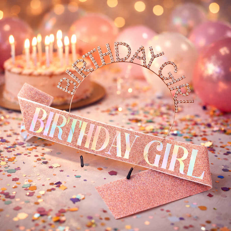 Rose Gold Birthday Decoration Glitter Sash & Crown for Girls Birthday Kit | BeyondLuv