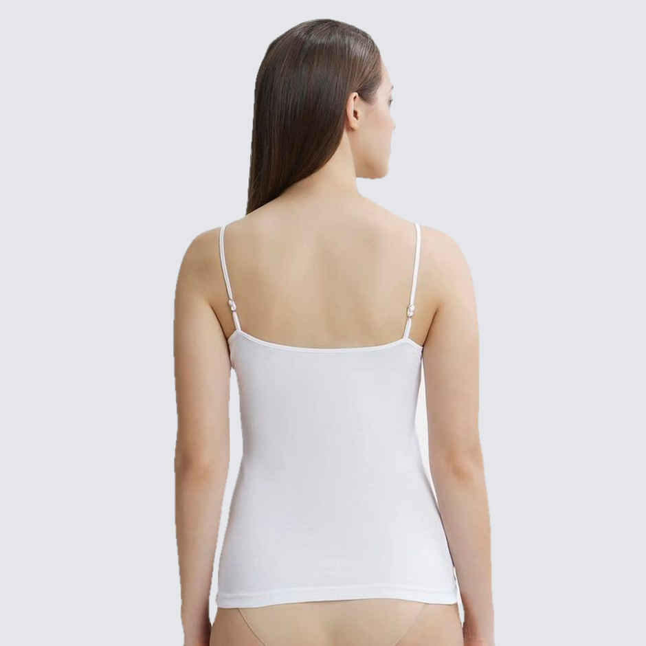 Jockey 1487 Women's Super Combed Cotton Rib Camisole|Adjustable Straps | White-S