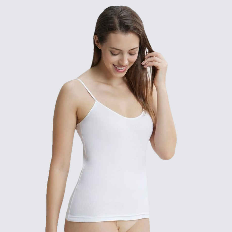 Jockey 1487 Women's Super Combed Cotton Rib Camisole|Adjustable Straps | White-S