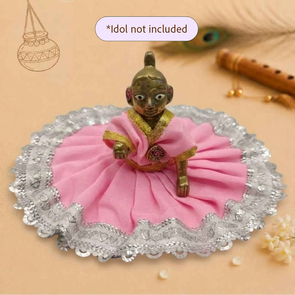Gullak Laddu Gopal Gherdar Poshak | Solid Color | Pink | Size 1