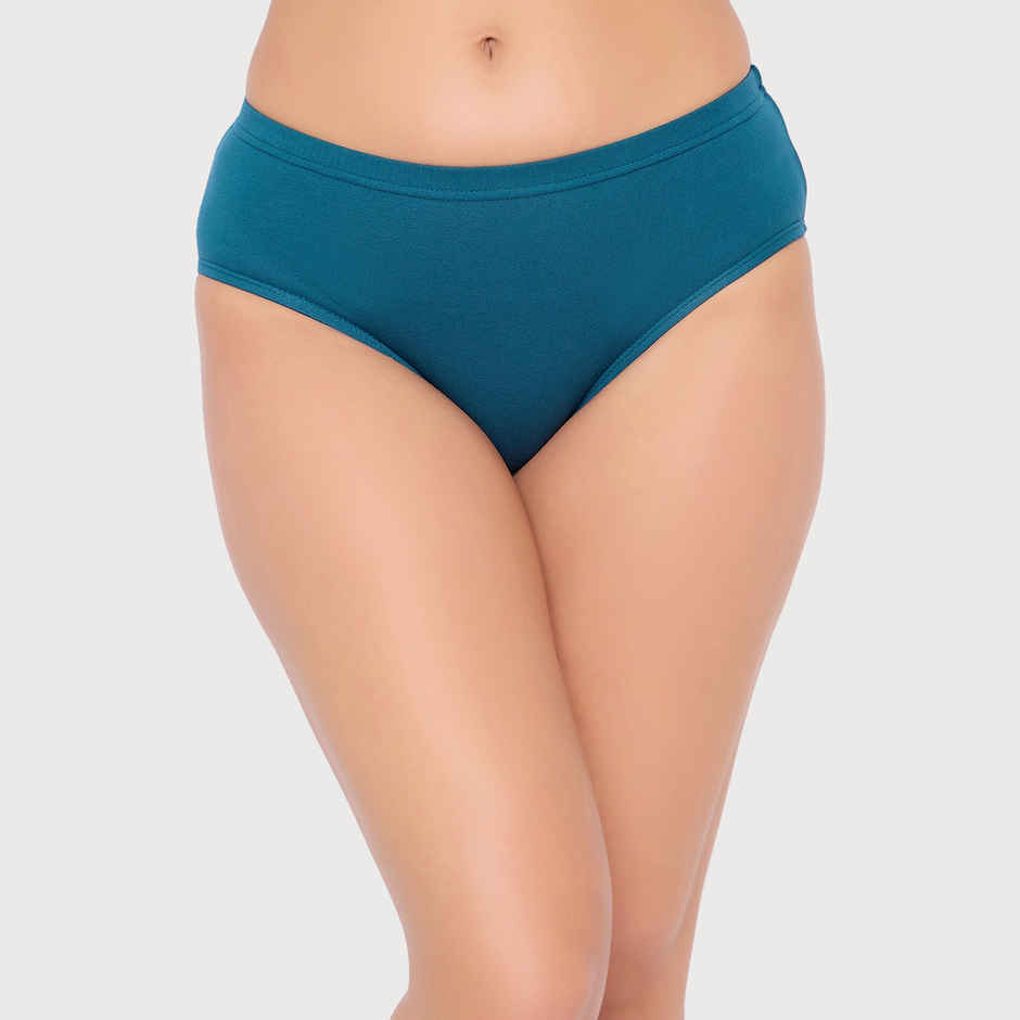 Clovia Cotton Spandex Pack Of 3 Medium Waist Inner Elastic Hipster Panty (Purple , Blue , Pink - S)