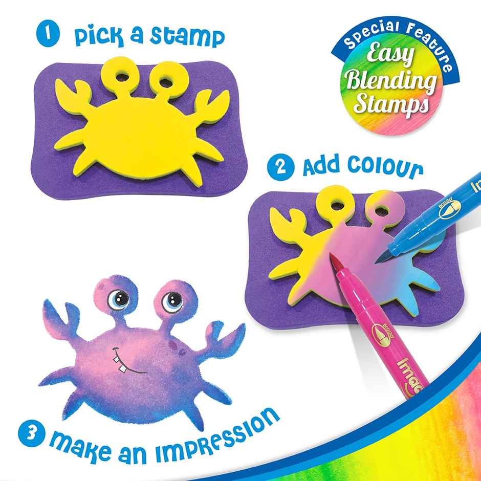 Imagimake Stamp Art | Jungle & Ocean | Creative Toy | Themed Stamp Painting Craft Set