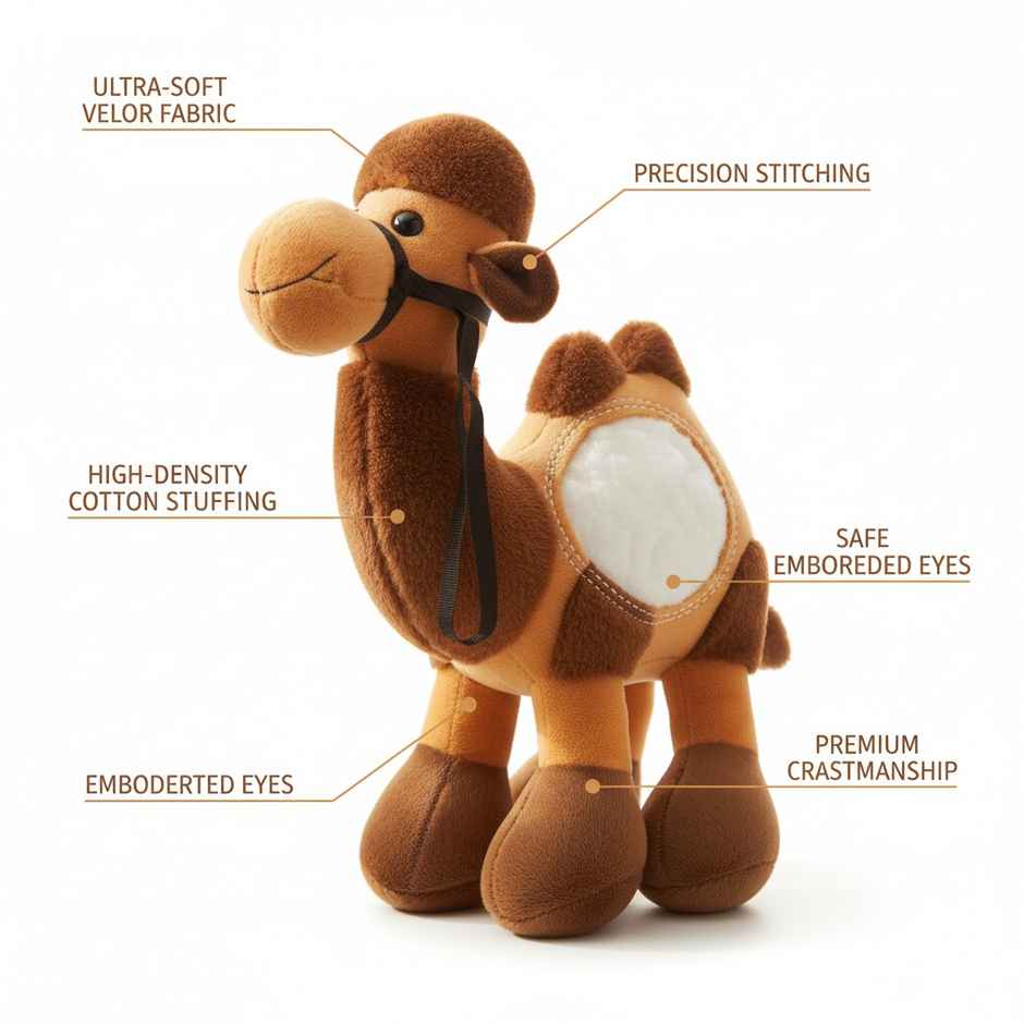 Storio Camel Stuffed Plush Animal | Brown - 25 cm