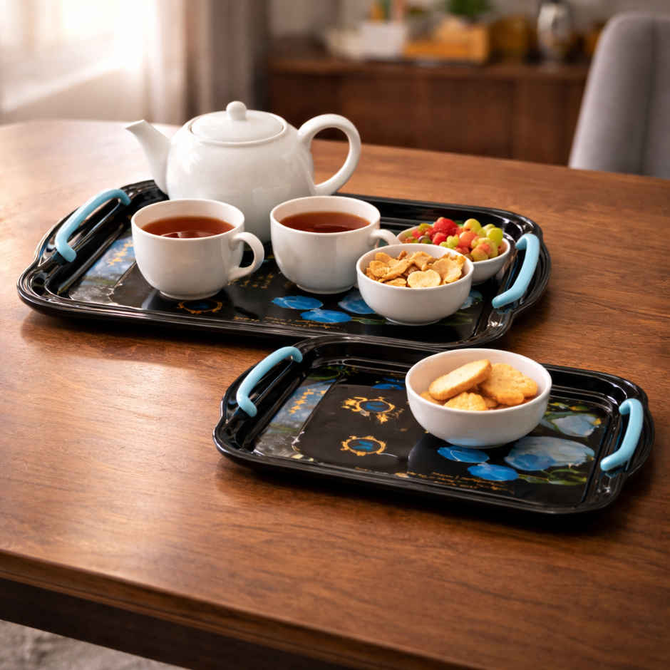 Daluci Serving Tray with Handles | Black | Small Medium Large