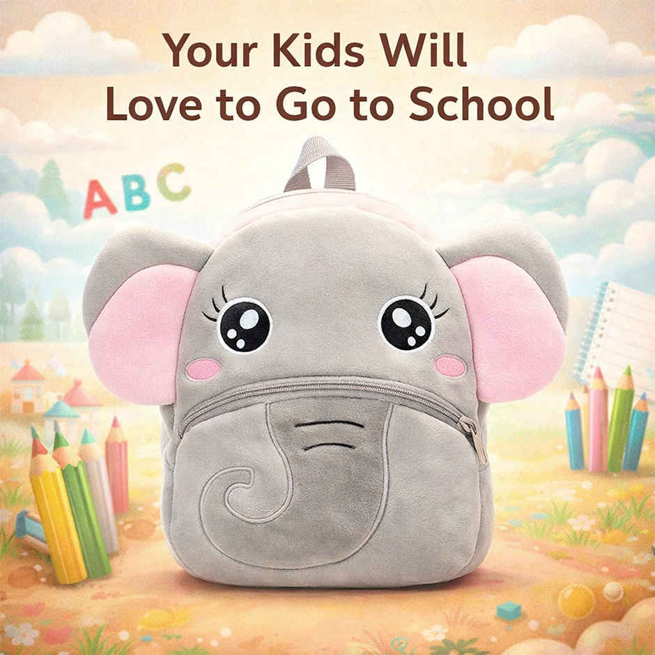 Kidara Baby Elephant Toddler Backpack Light Grey