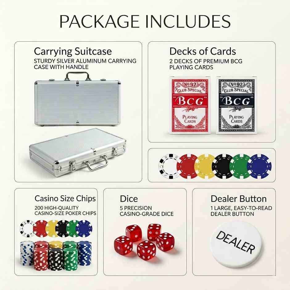 ABK Professional 200 Piece Poker Chip Set with Aluminium Carry Case