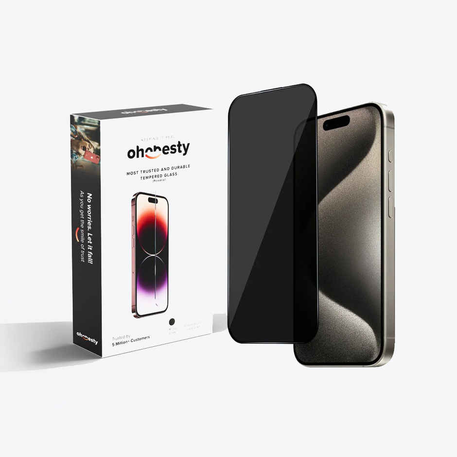 OHONESTY Privacy Tempered Glass for iPhone 16 Pro| Anti-Spy Screen Protector| Black