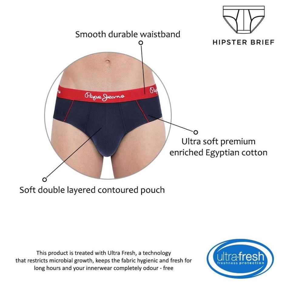 Pepe Jeans Men's Solid Charcoal Melange Brief | S