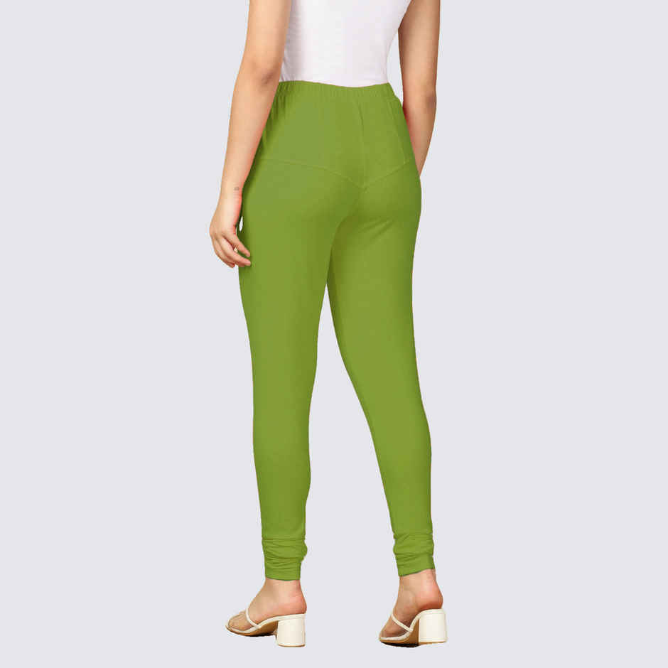 PYNK By Lux Cozi Women Ultra Soft 360 Stretch Prime Cotton Churidar Leggings|Parrot Green|Free Size