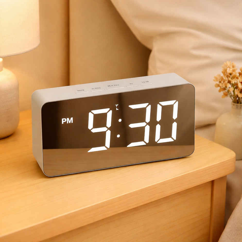 Zedak LED Mirror Digital Alarm Clock | White