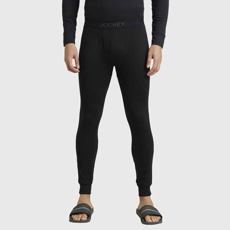 Jockey 2623 Men's Microfiber Elastane Stretch Fleece Thermal Long John | Black-M