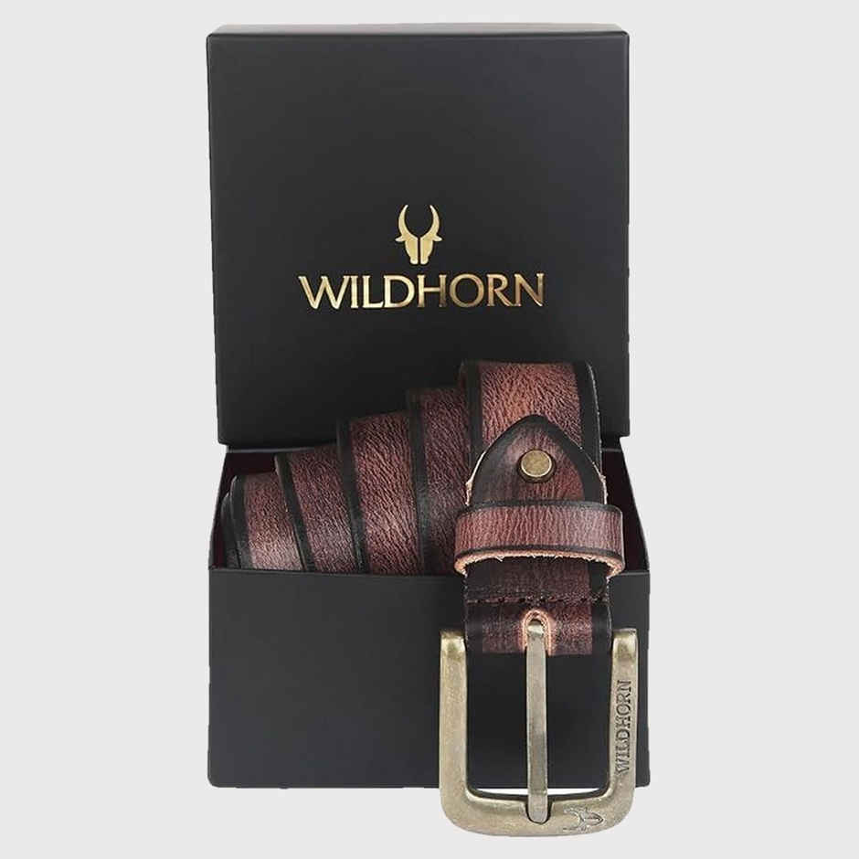 Wildhorn Men's Solid Genuine Leather Leather Belt | Brown - Free Size