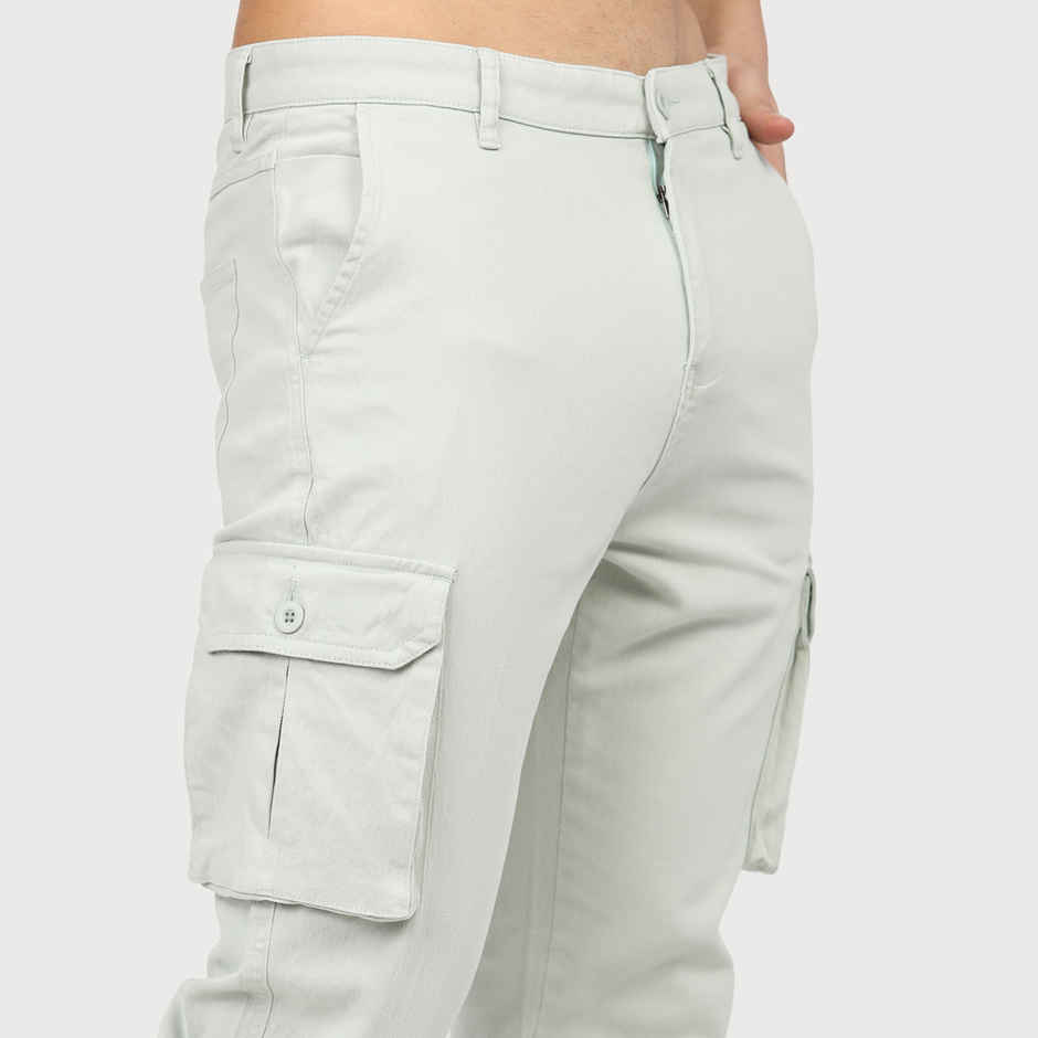 HIGHLANDER Men's Slim Fit Easy Wash Cargos | Mint - 34