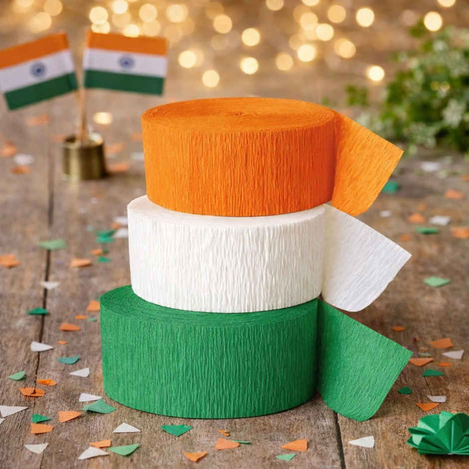 Tricolour Paper Crepe Rolls | Pack of 3 | Picfest