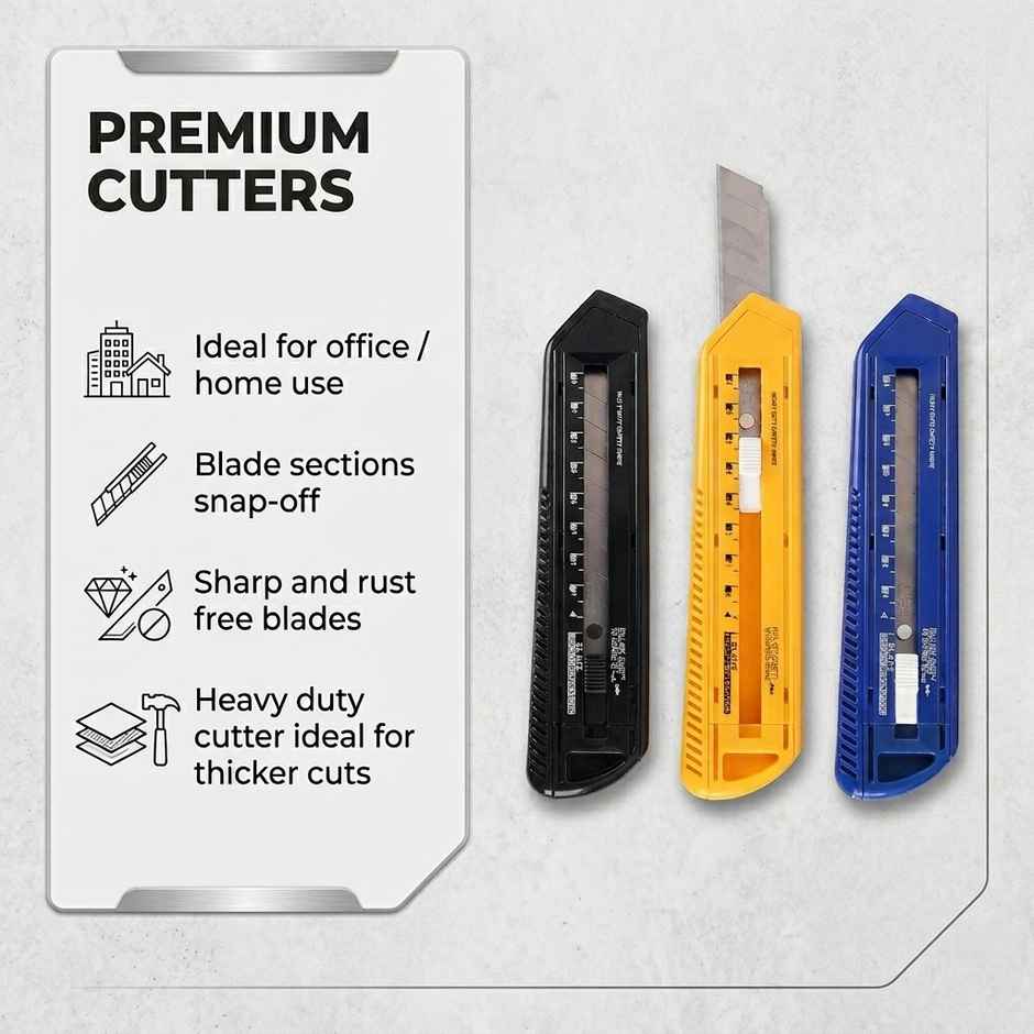 ABK Box Cutter - 25 Mm | Heavy Duty (Colour May Vary)