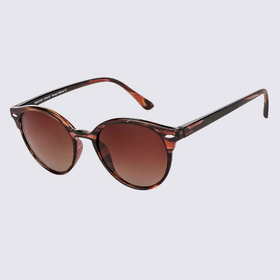 Vincent Chase By Lenskart Unisex Geometric Polycarbonate Round Sunglasses | Brown - L