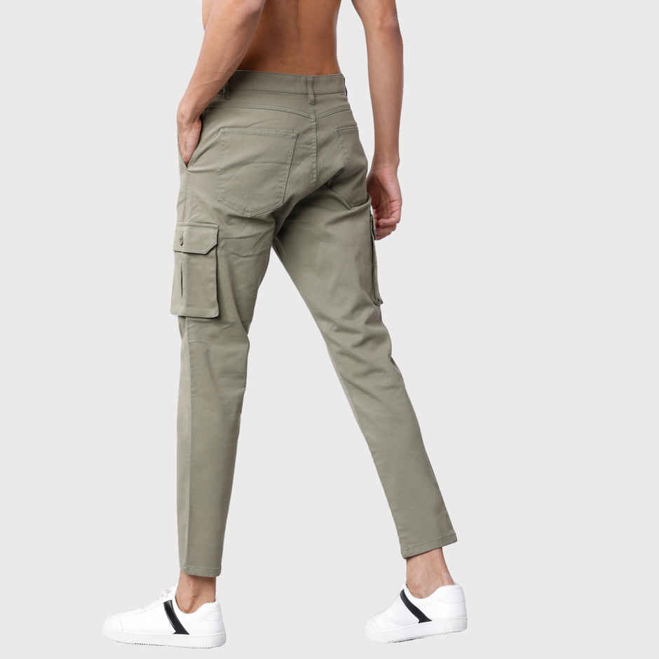 HIGHLANDER Men's Slim Fit Solid Cargos | Capulet Olive - 30
