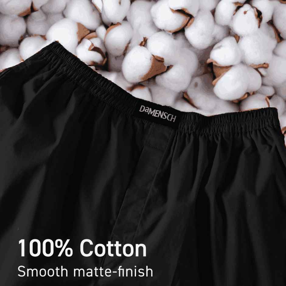 DaMENSCH Men's Cotton Boxer Shorts | Black - M
