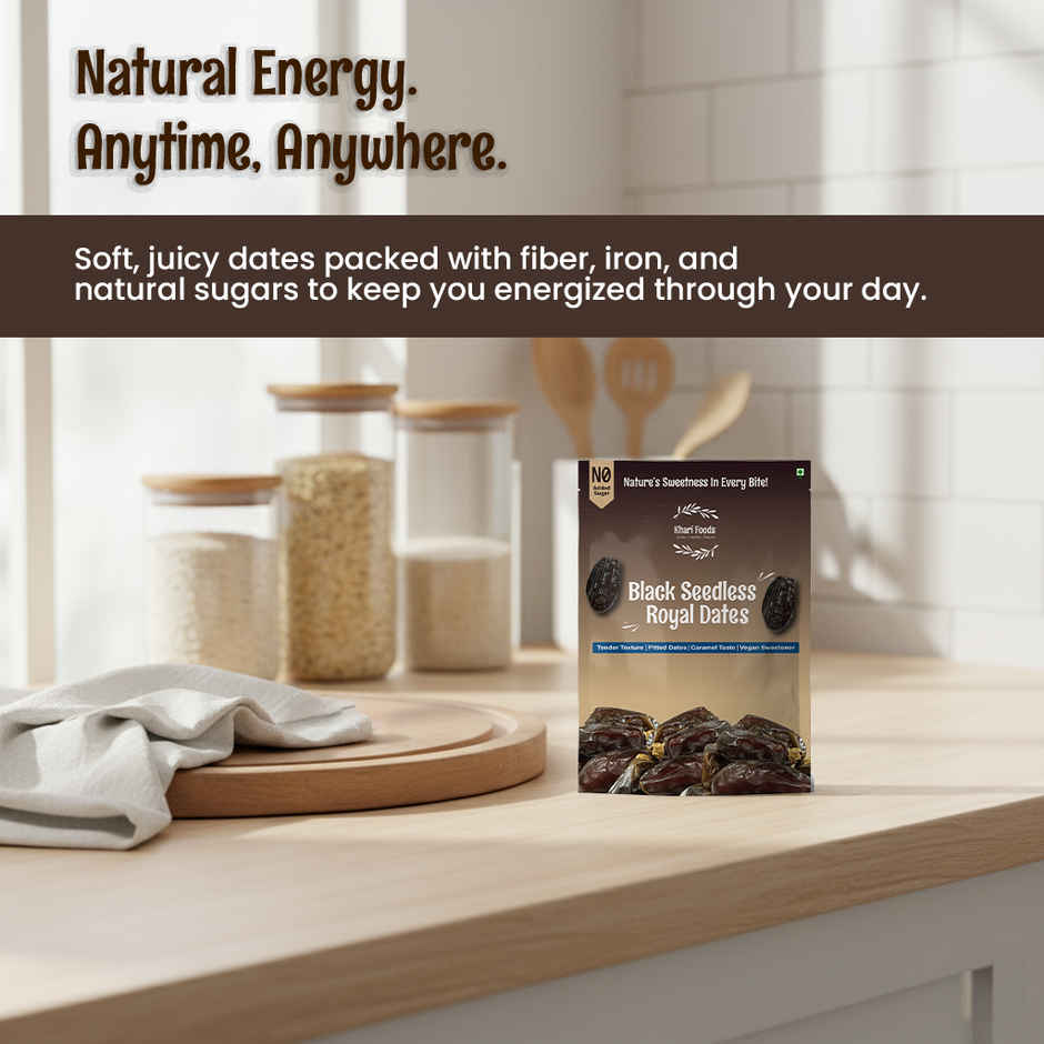 Khari Foods Royal Seedless Dates | Deseeded Khajur, Dry Fruit Khajoor