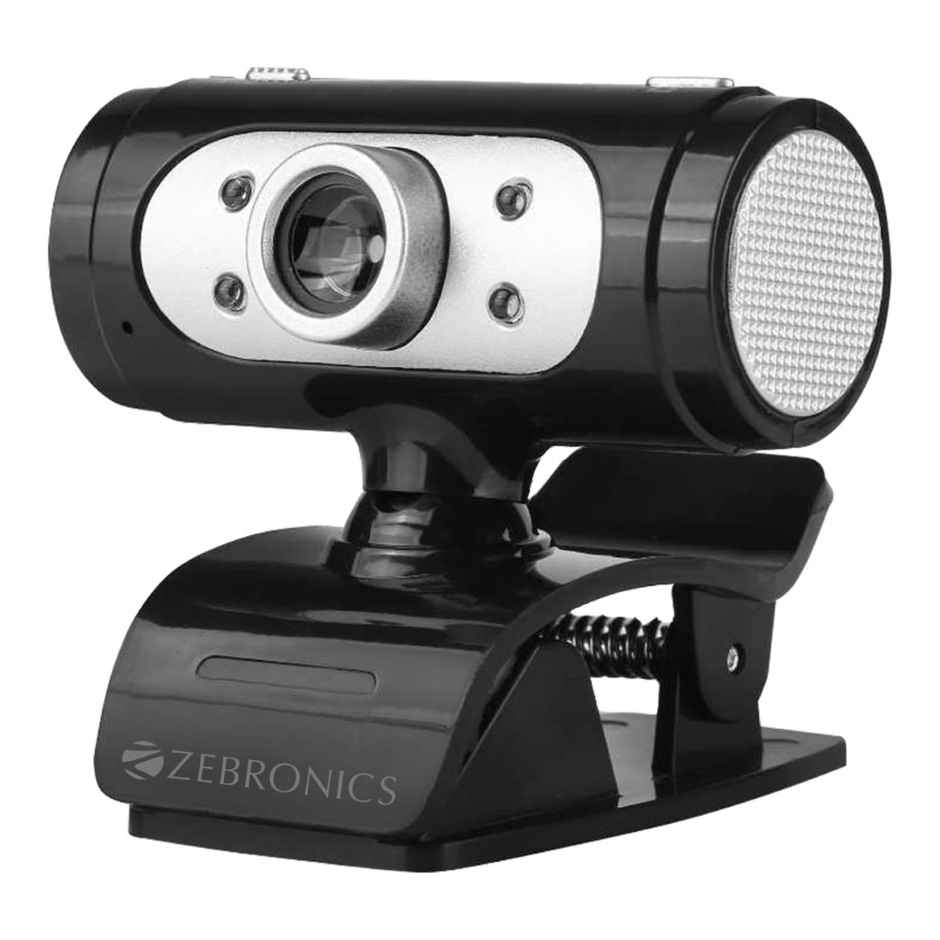 Zebronics Zeb-Ultimate Pro (Full HD) 1080p/30fps Webcam with 5P Lens, Built-in Mic, Auto White Balance, Night Vision, Manual Switch for LED - Black