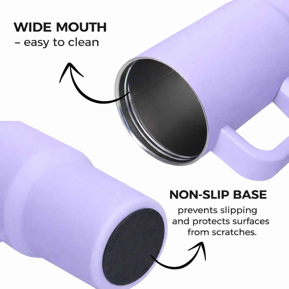 DesignLand Insulated Travel Mug with Handle and Straw Lid Leakproof Tumbler Lavender | 1200 ml