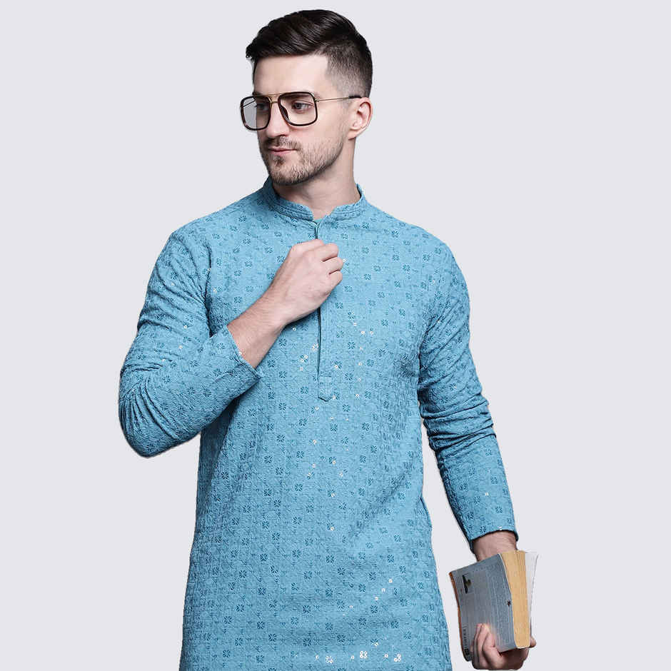 Jompers Men's Kurta | Ko 5006 | Blue - M